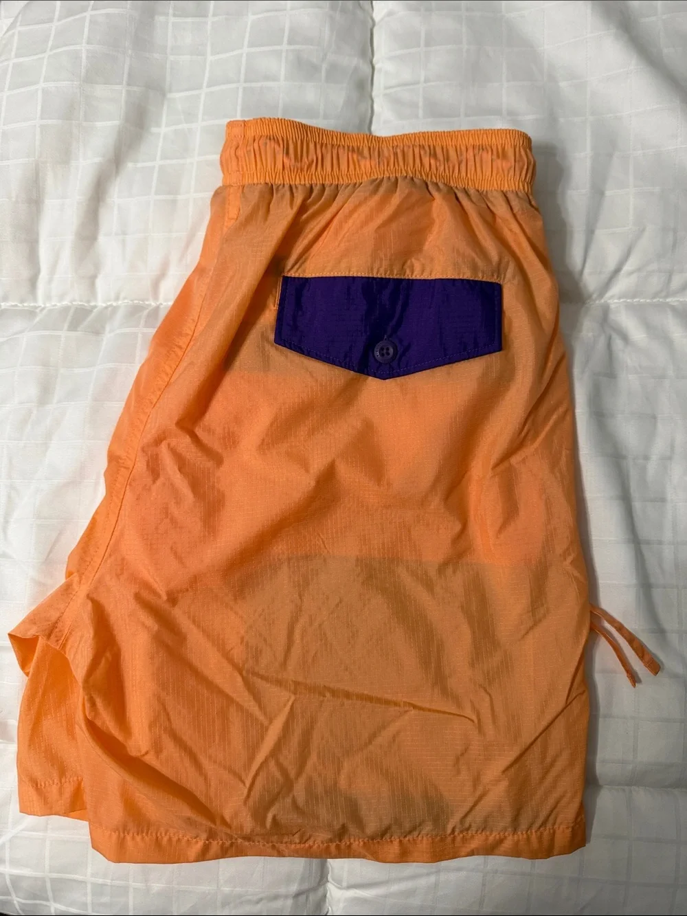 Columbia Peach Orange Shorts with Teal Mesh and Purple Trim